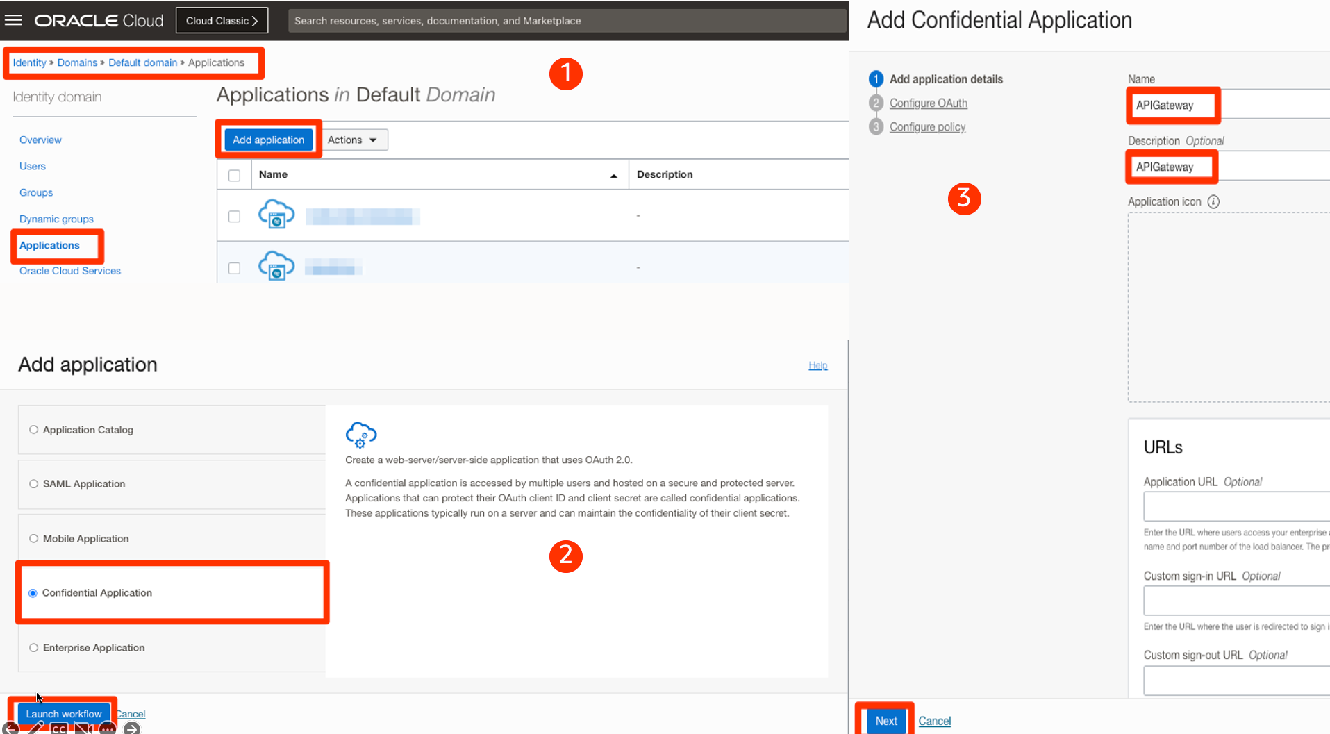 Identity Domain OAuth client creation