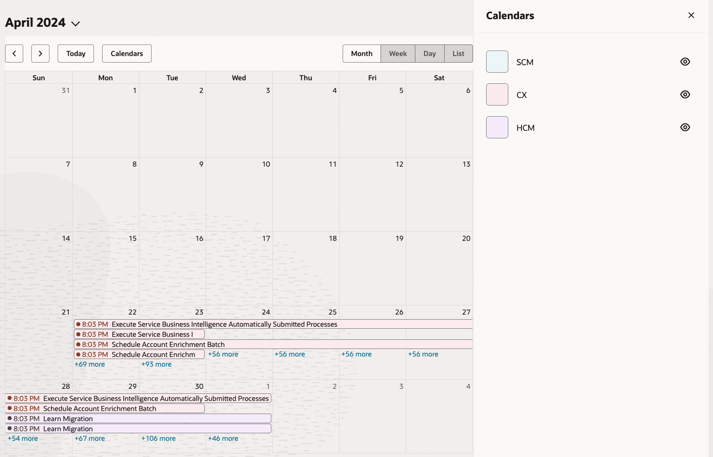 Sample Calendar View