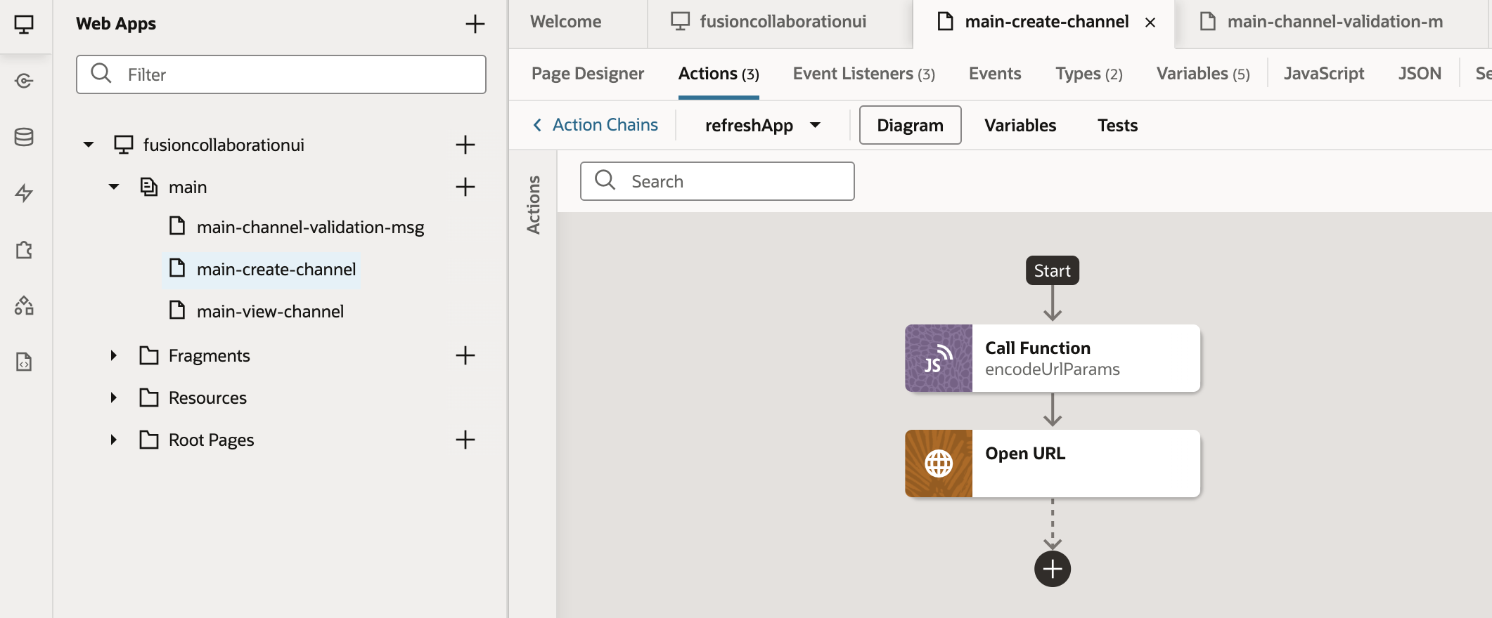 refreshApp Action Chain