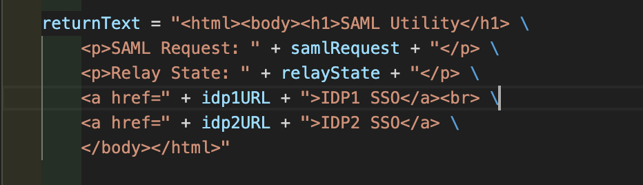 HTML with SAML code