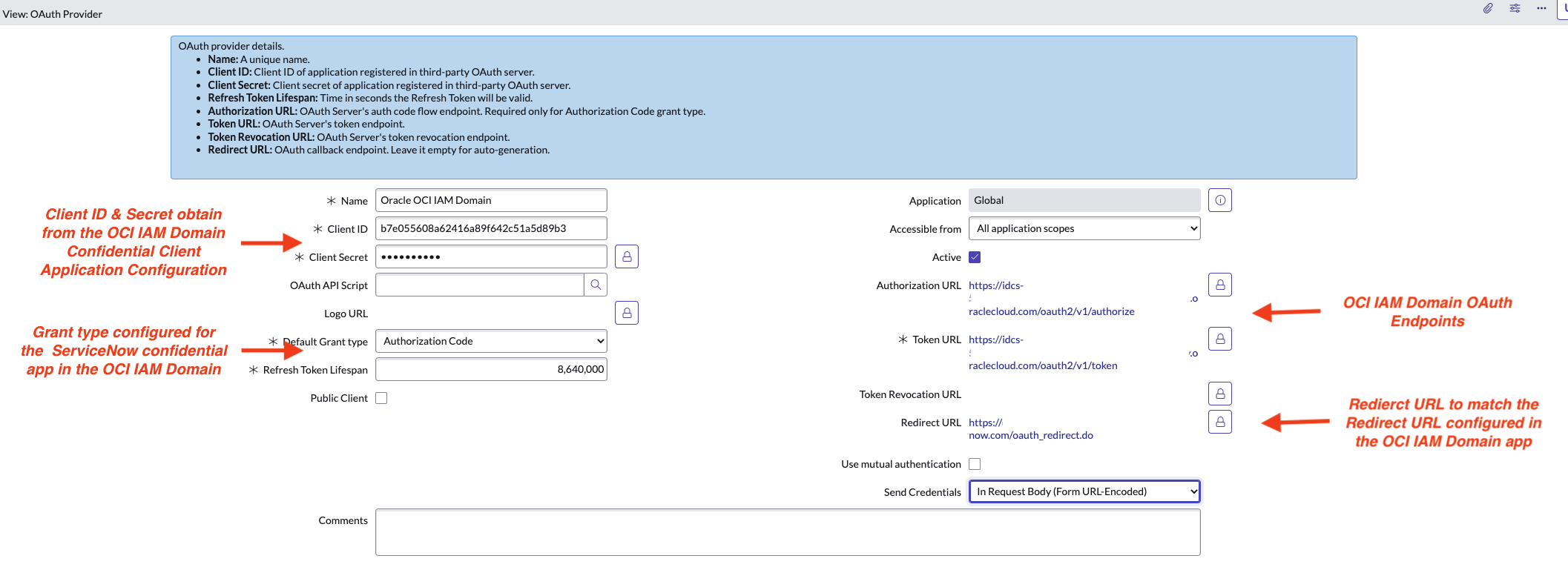 Configure ServiceNow OAuth Provider