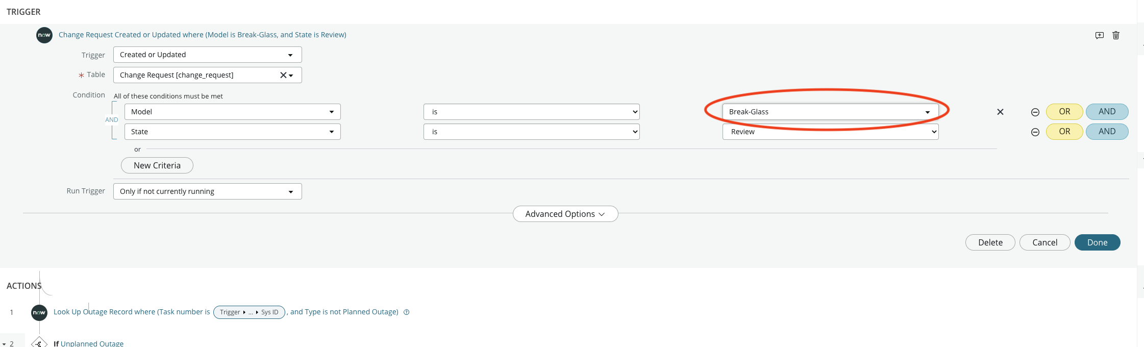 Trigger for modified review flow