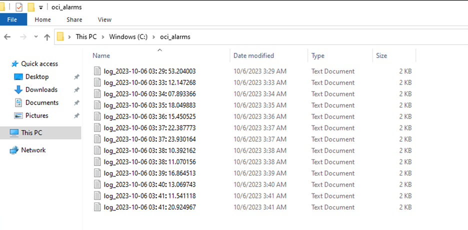Windows Explorer directory showing files from rclone copy