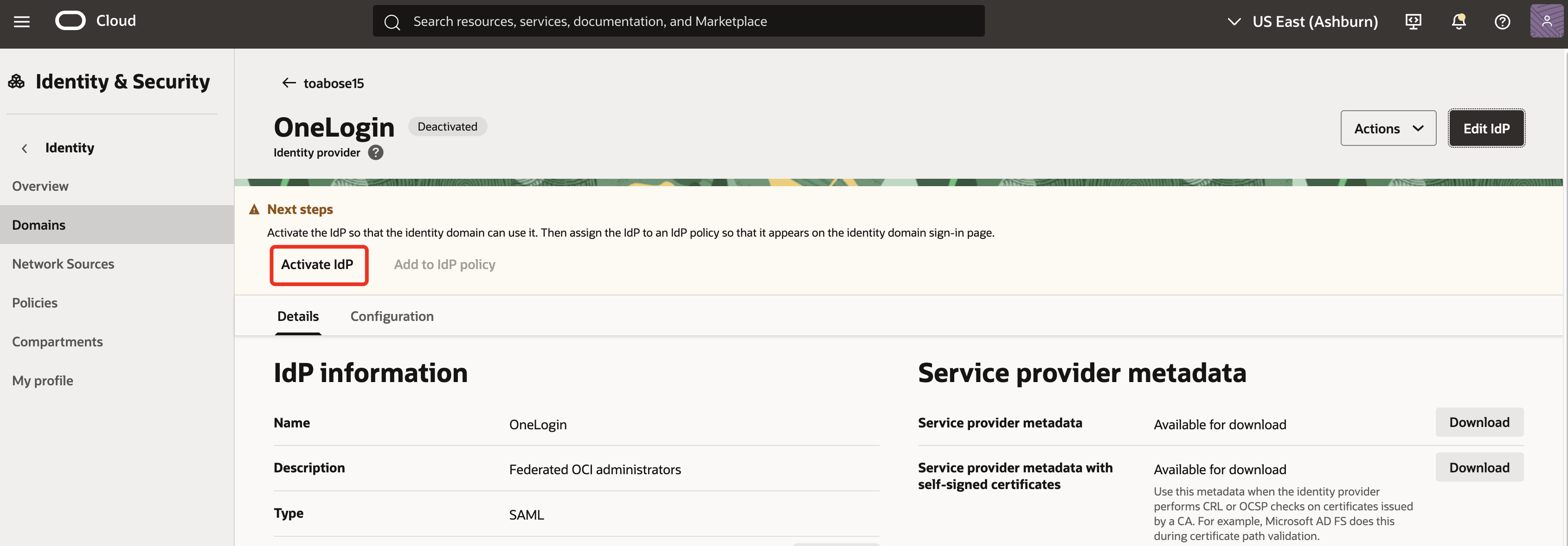 OCIIAMOneLogin_OCI_Console_9