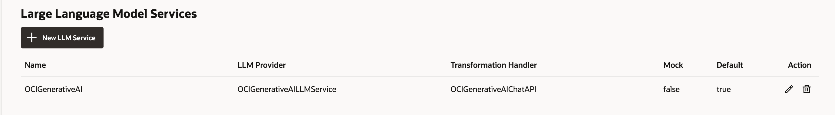 ODA Association of LLM Service and Transformation handlers