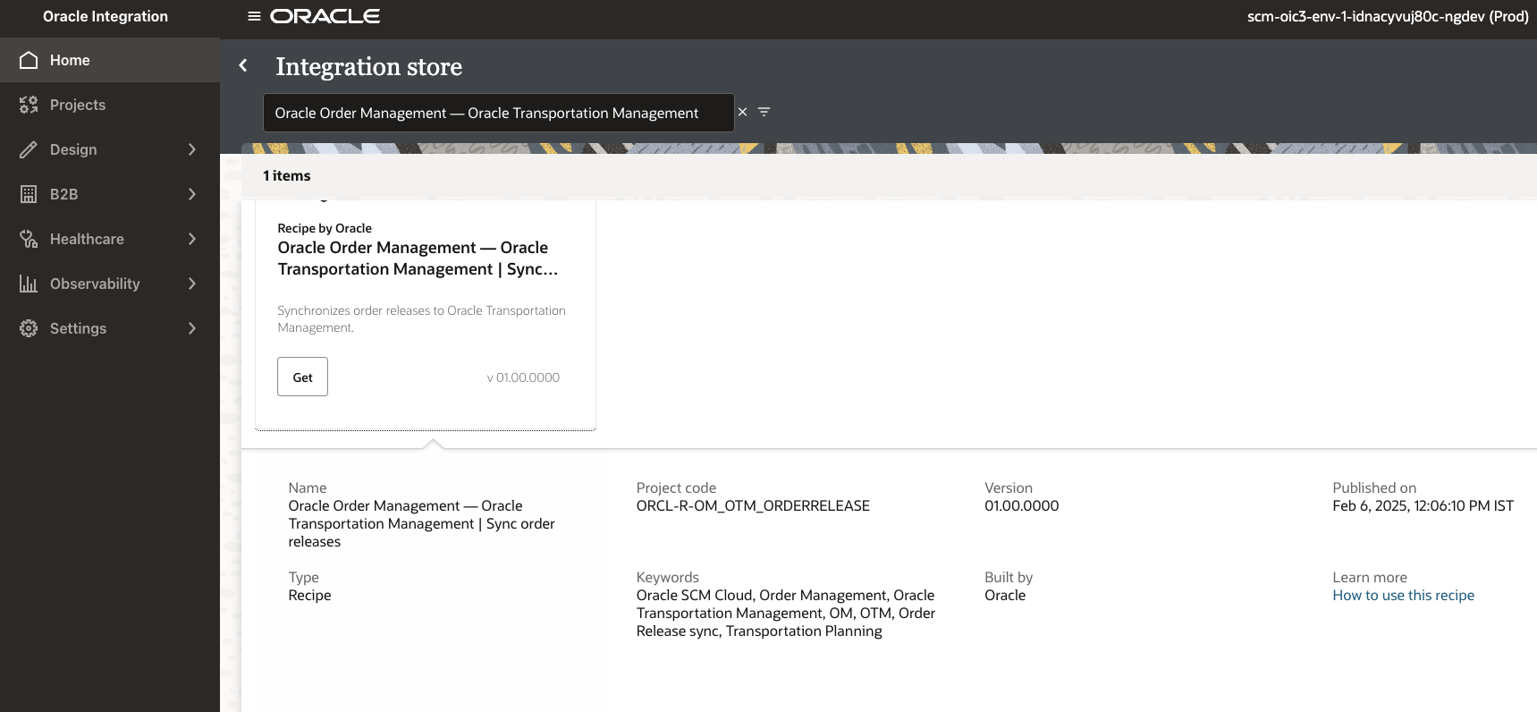 OM OTM Recipe information