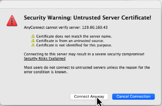 OpenConnect Untrusted Server Certificate