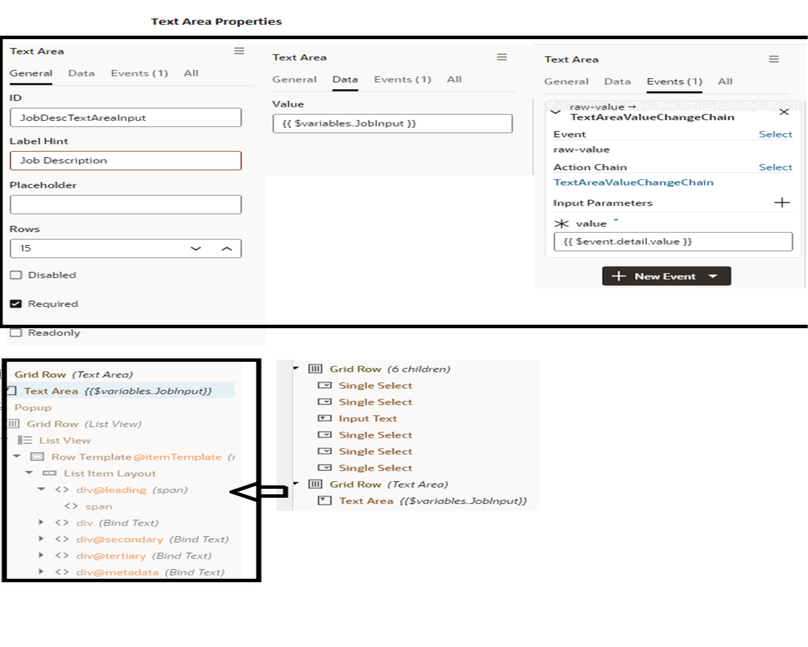 Text Area and List View