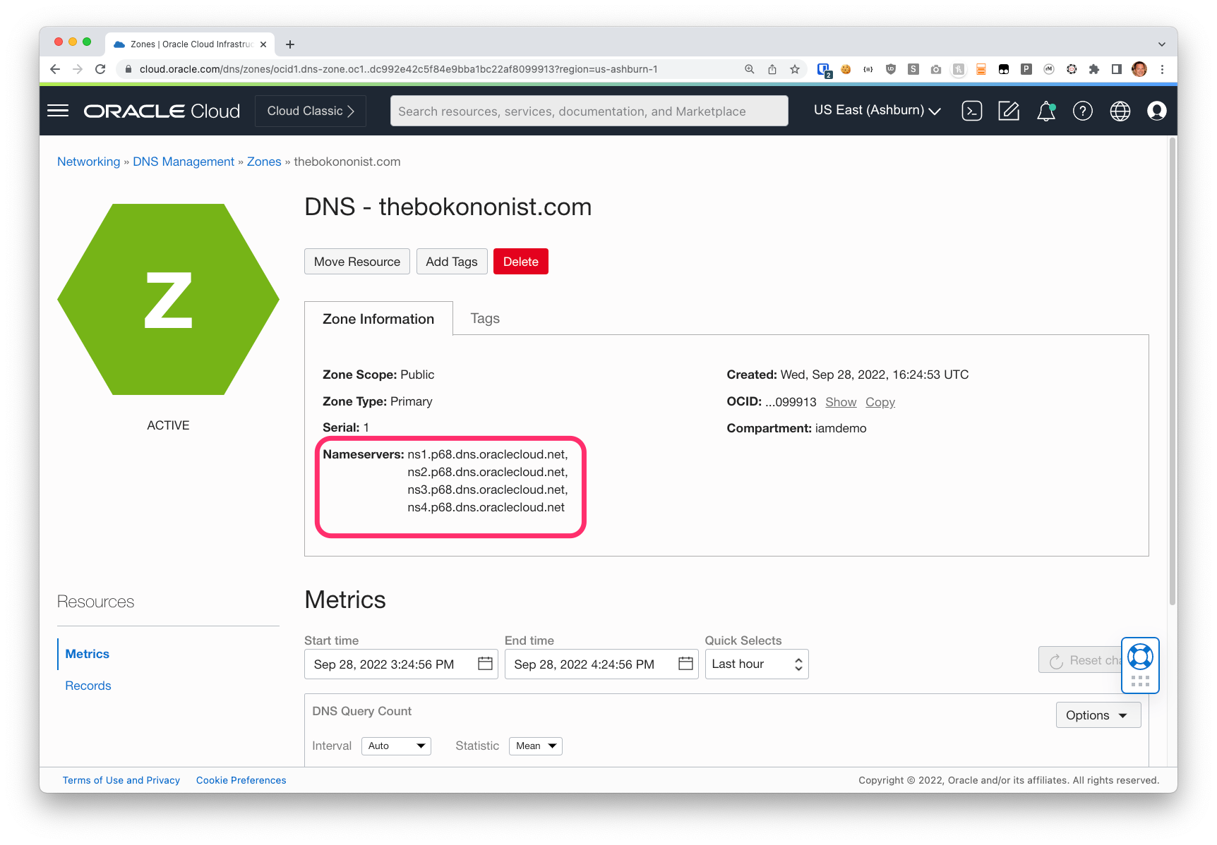 OCI DNS server addresses