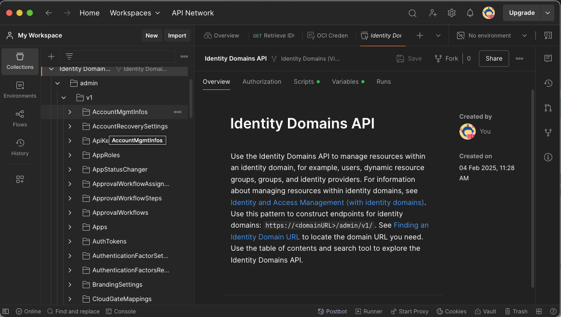 Identity DOmains API
