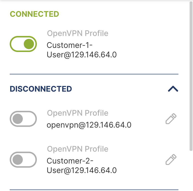 Customer 1 User Connected