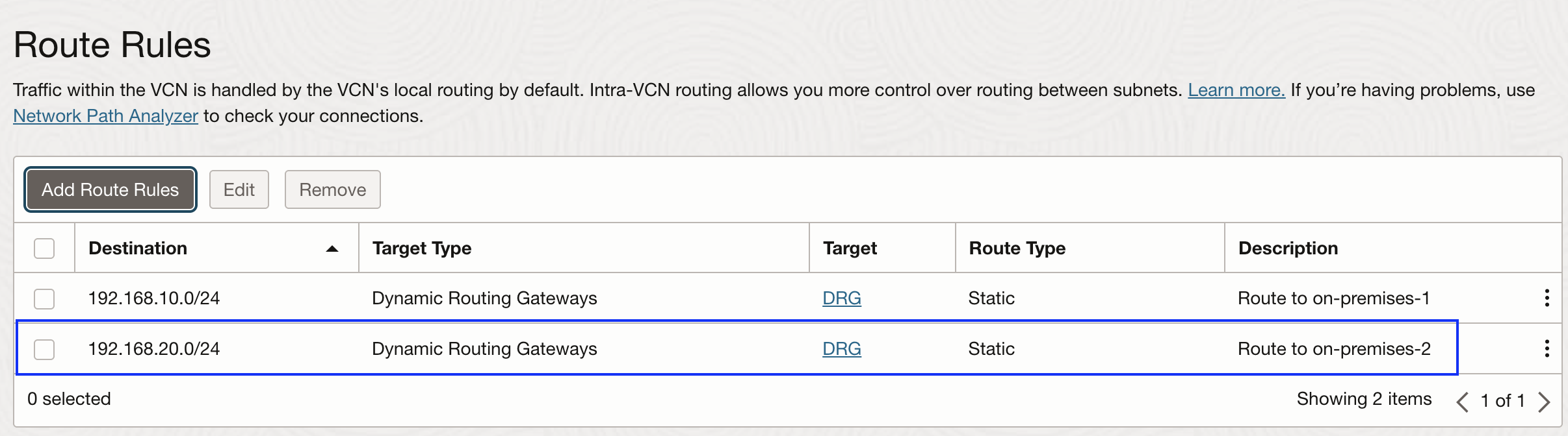 subnet route table