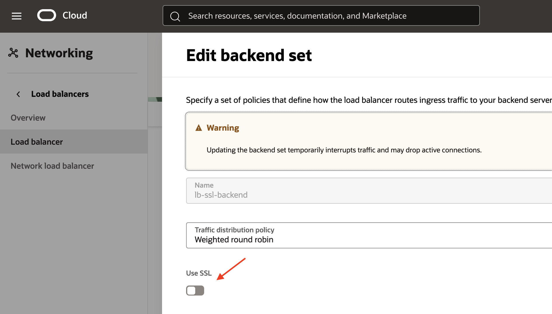SSL Tunneling backend set