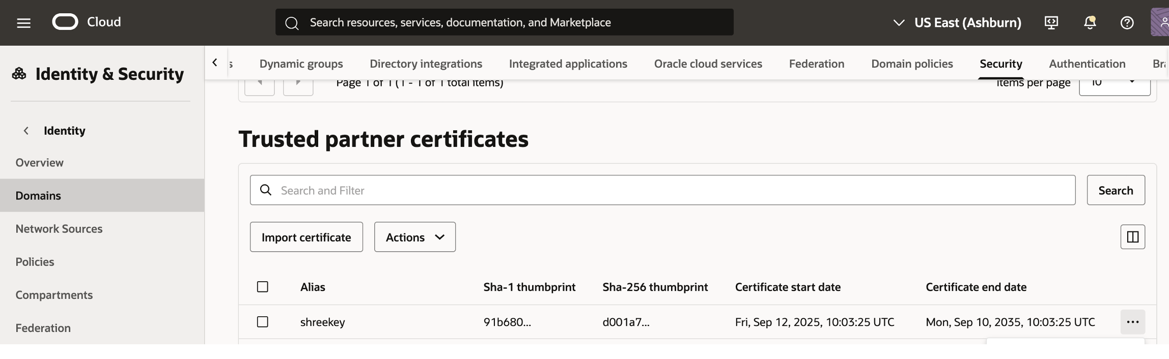 Trusted partner certificates