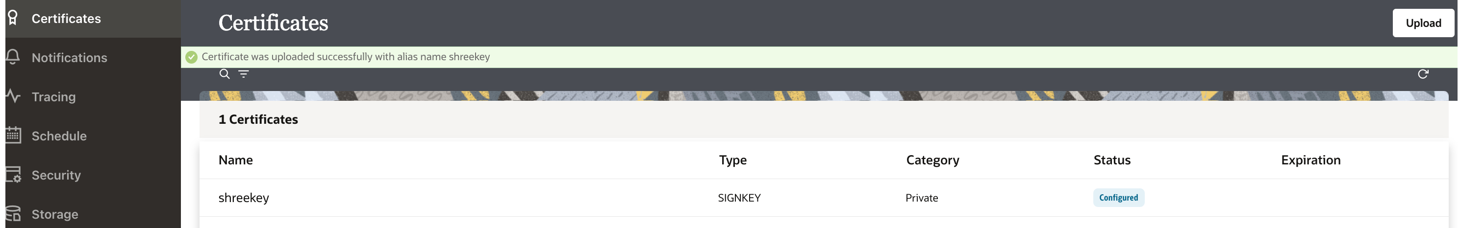 uploaded private key