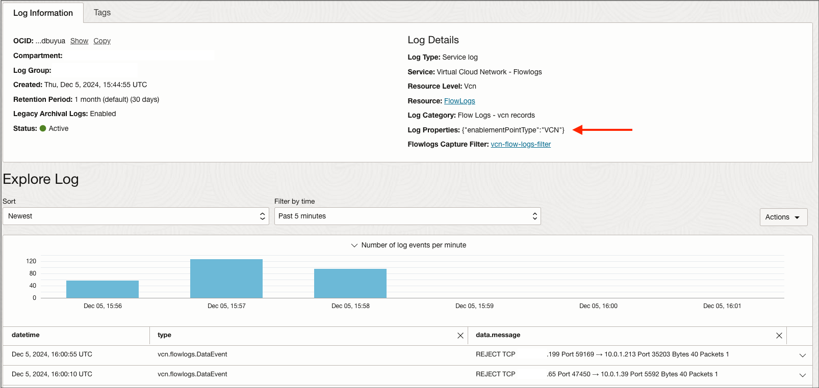 VFLE_FLOW_LOG_DATA_VCN