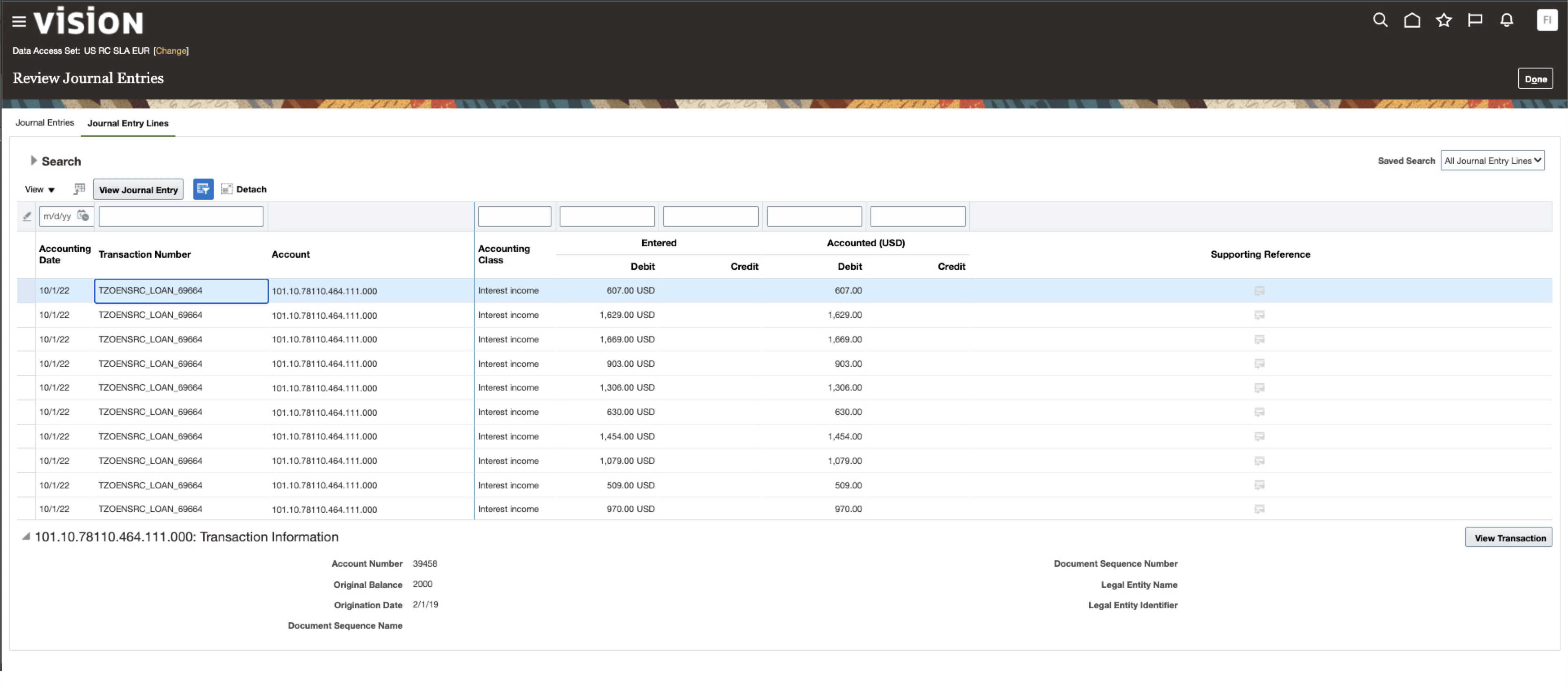 Review Transactions in Subldger
