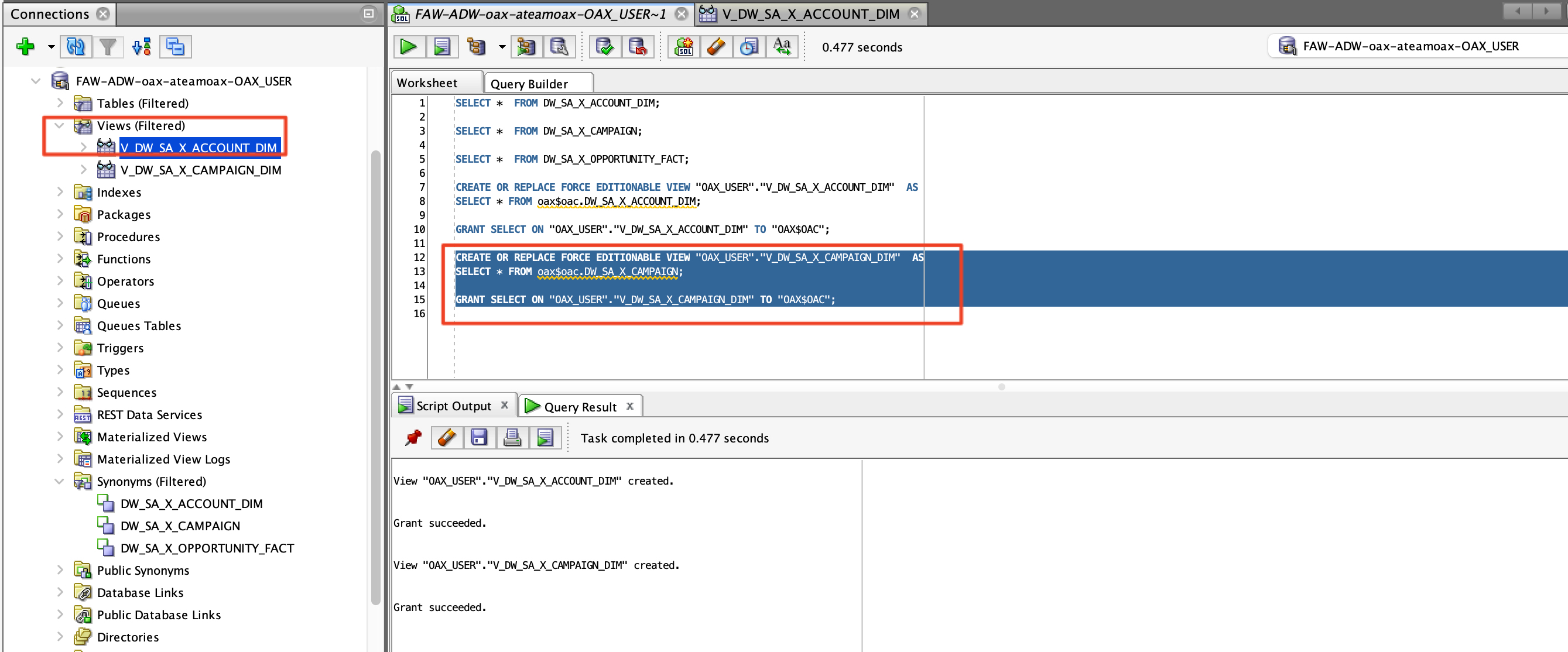 VM-707-33-Campaign DIM DB objects