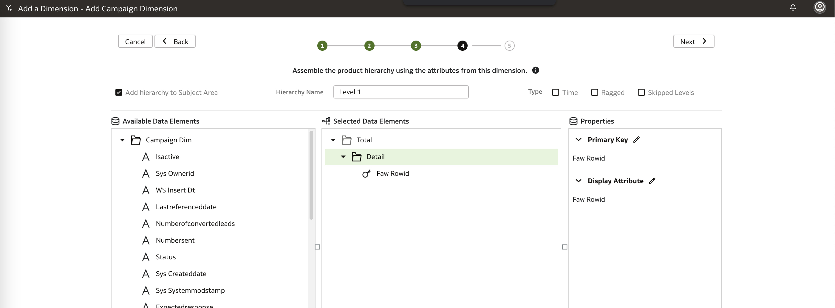 VM-707-40- Campaign Dimension hier