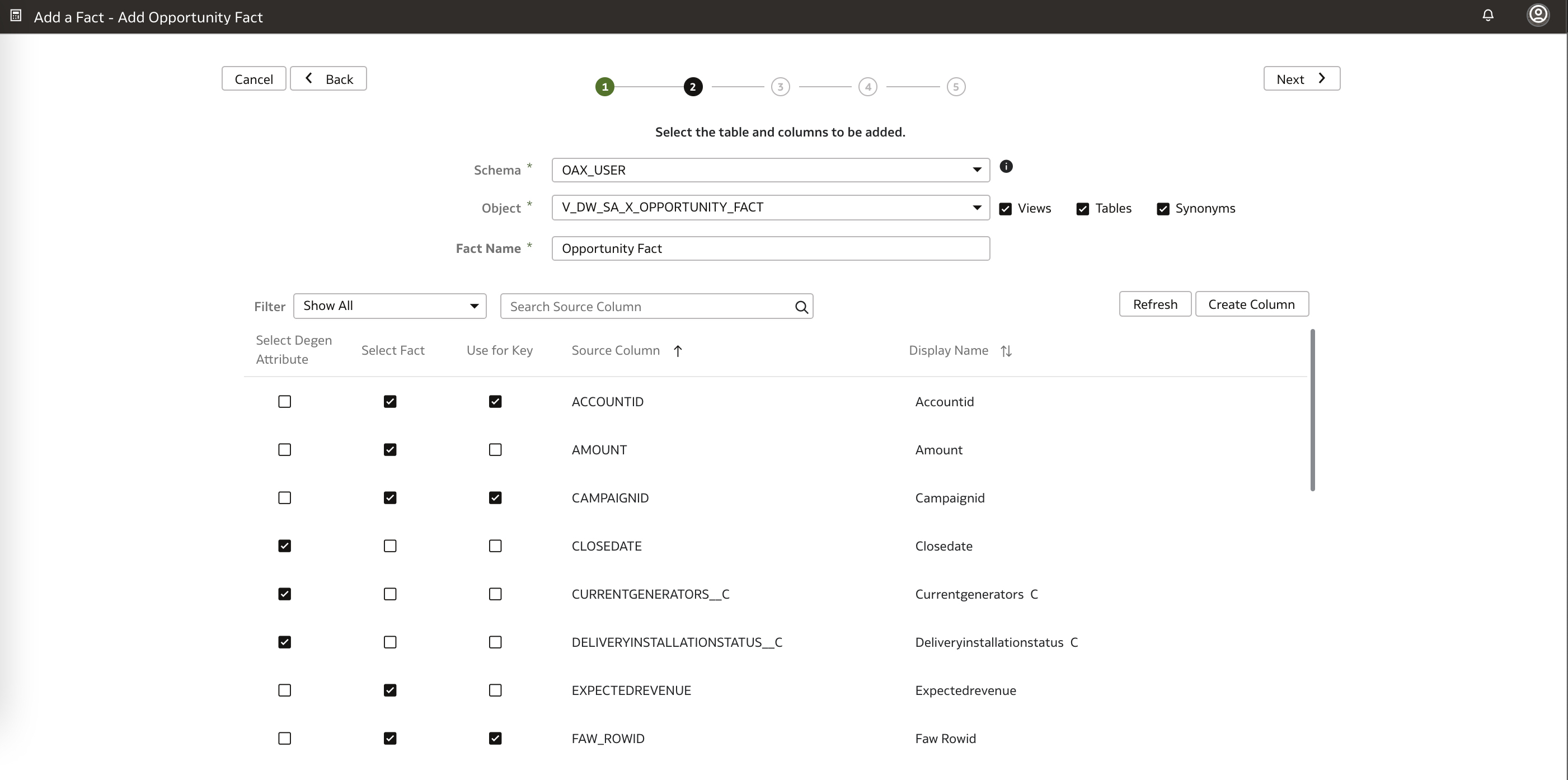 VM-707-43- Select Fact Attributes