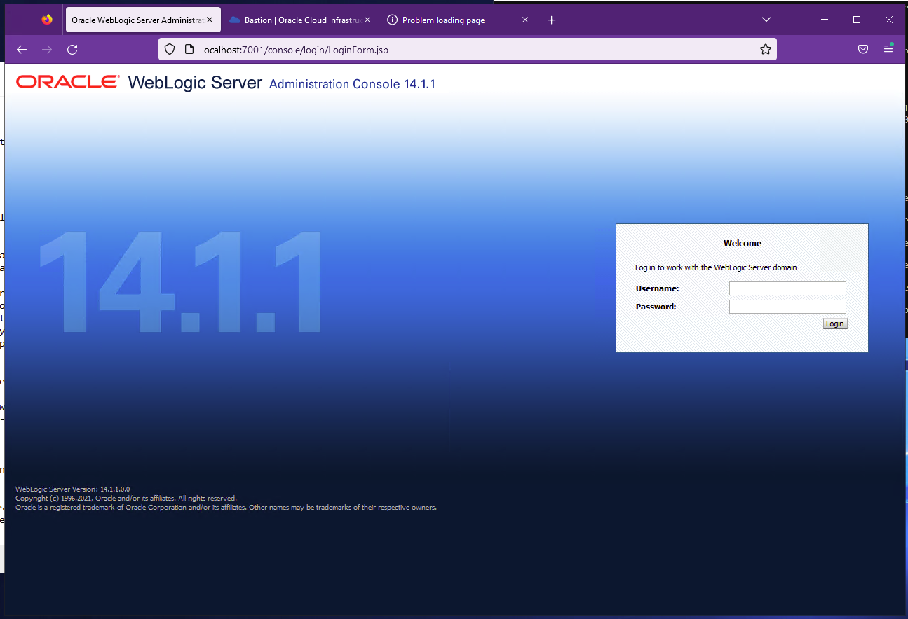 WebLogic Console Login Page