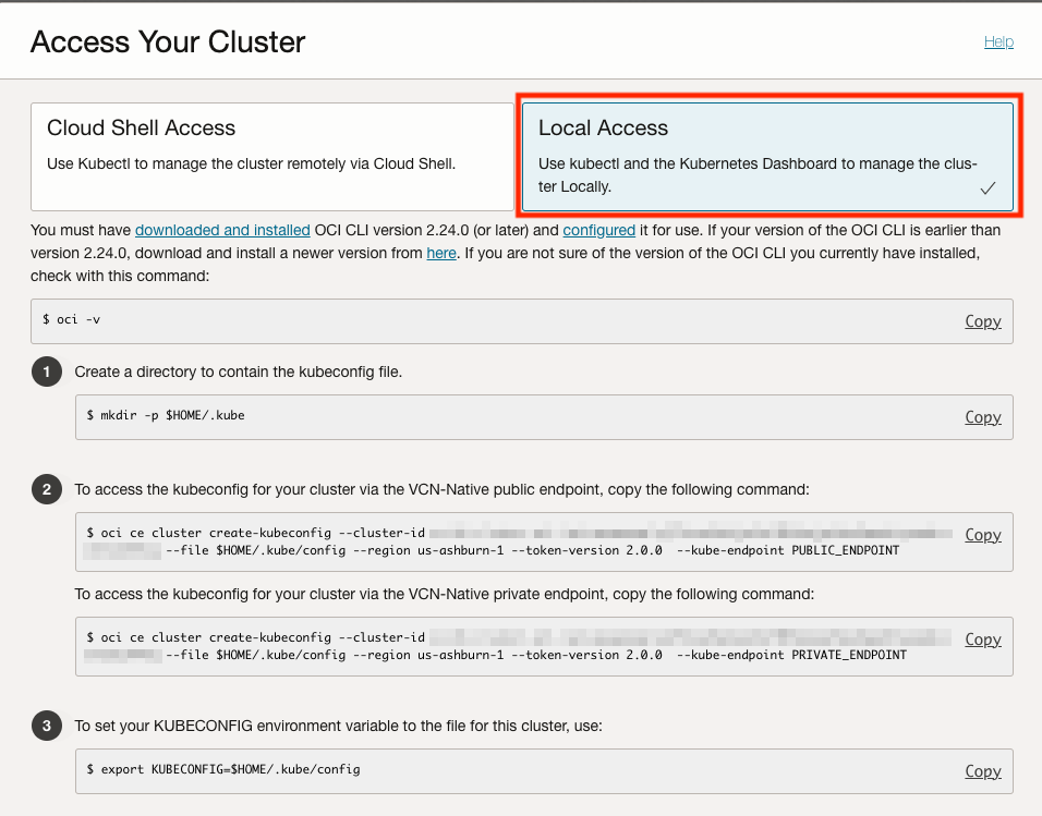 OKE Cluster Access Commands