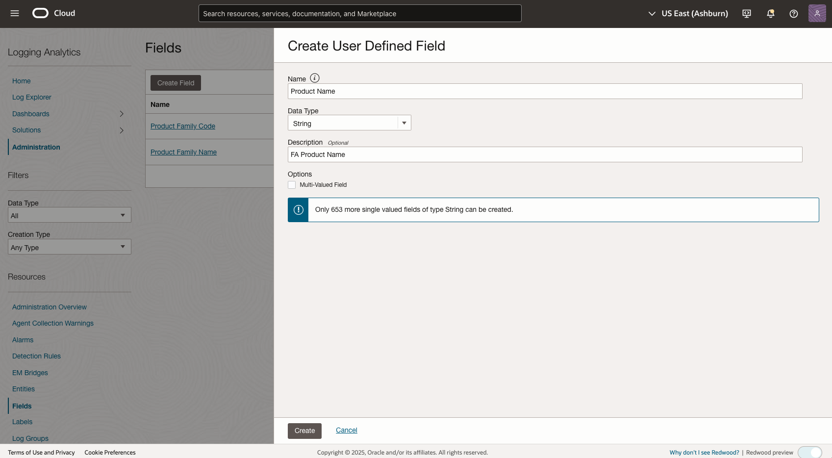 Figure 5: Create User Defined Field