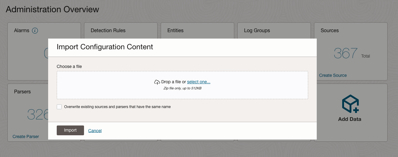 Figure 2: Import the OCI Audit historical log source