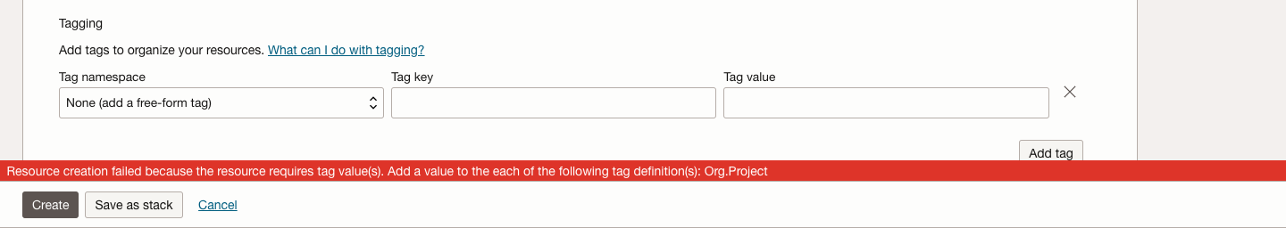 Figure 4. Missing Tag Warning for Default Tags 