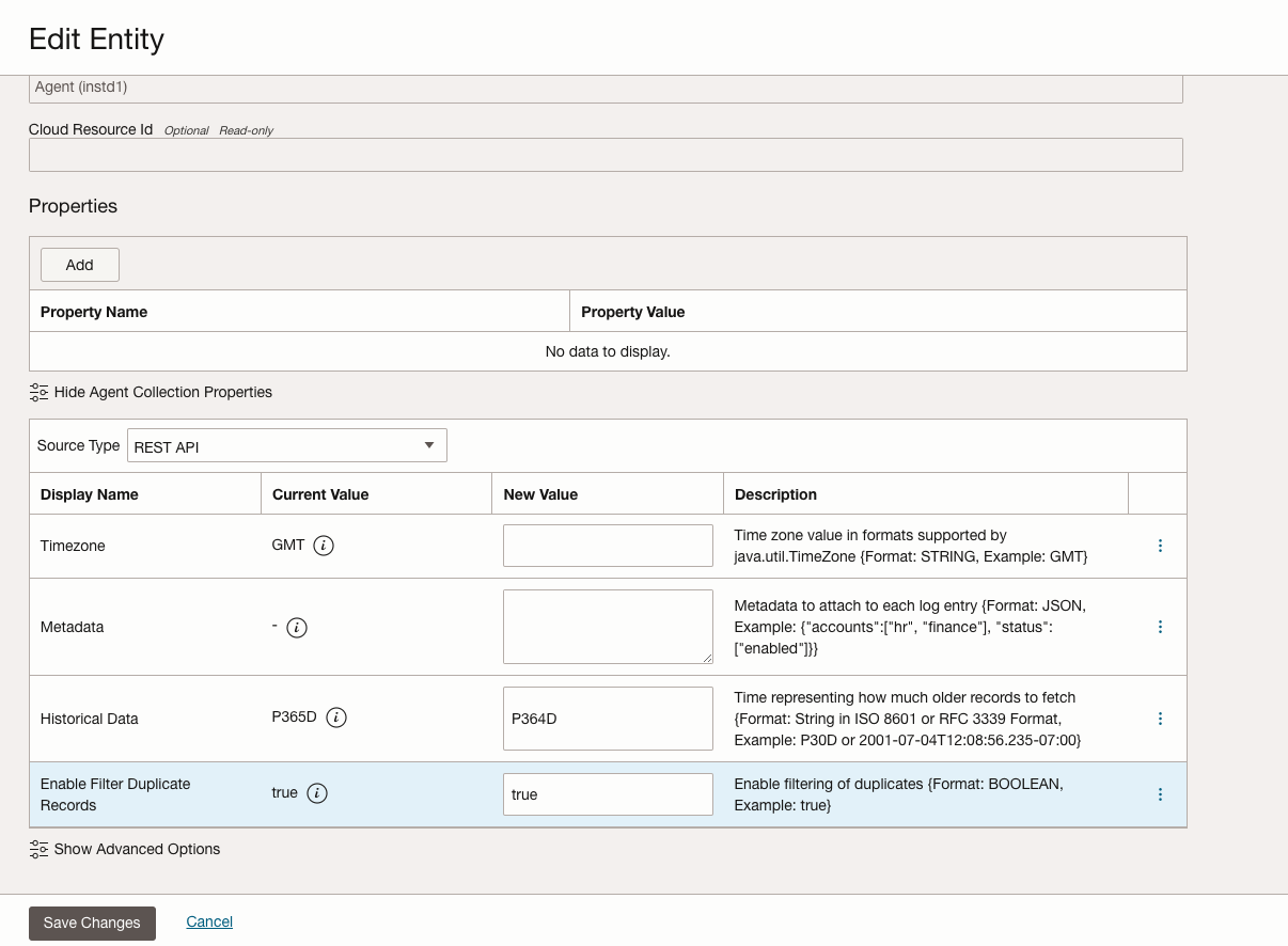 Figure 5: Update the Management Agent collection properties to enable historical data collection and duplicate filtering