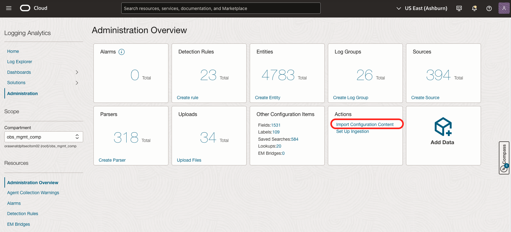 ZFS Storage Appliance Log Source Import into Logging Analytics