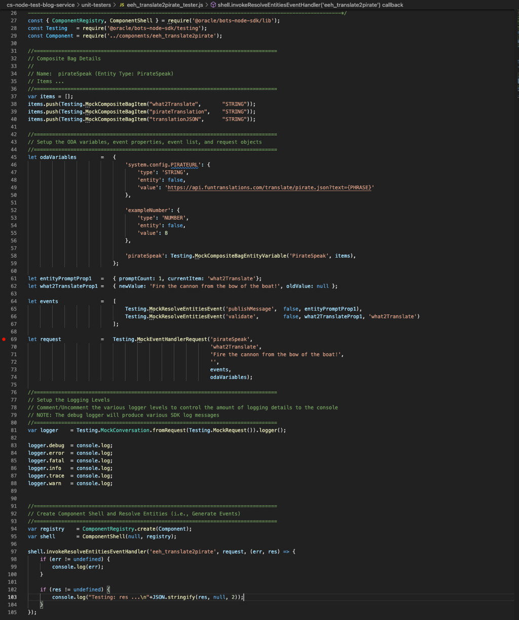 Entity Event Handler Node.js Test Script