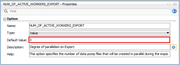 Figure 3: Knowledge Module Option – Number of Data Pump workers on Export