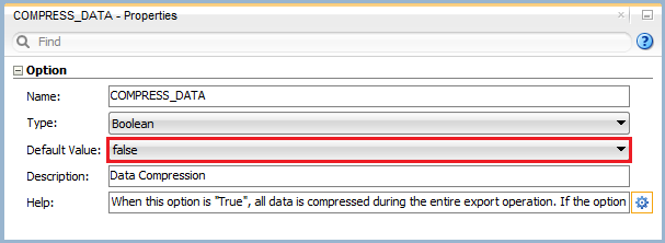 Figure 7: Knowledge Module Option – Data Compression