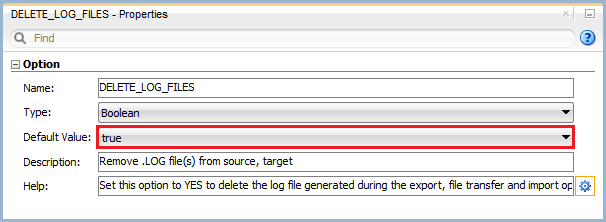 Figure 10: Knowledge Module Option – Delete Log Files