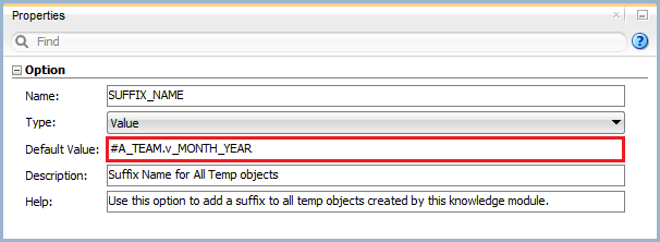 Figure 11: Knowledge Module Option – Suffix Name