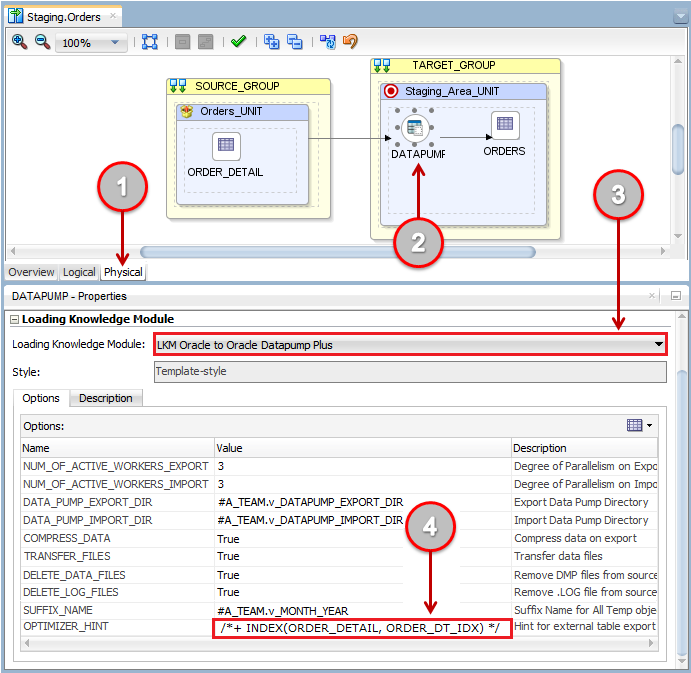 Figure 12: Customizing Knowledge Module Options in Mappings