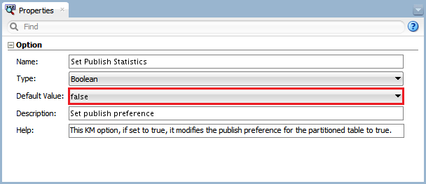 Figure 14 - Knowledge Module Option – Set Publish Statistics