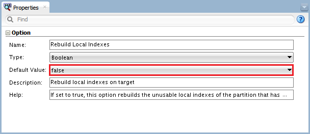 Figure 16 - Knowledge Module Option – Rebuild Local Indexes