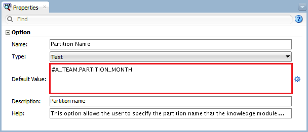 Figure 3 - Knowledge Module Option – Partition Name Variable