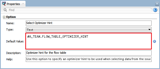 Figure 8 - Knowledge Module Option – Select Optimizer Hint - ODI Variable