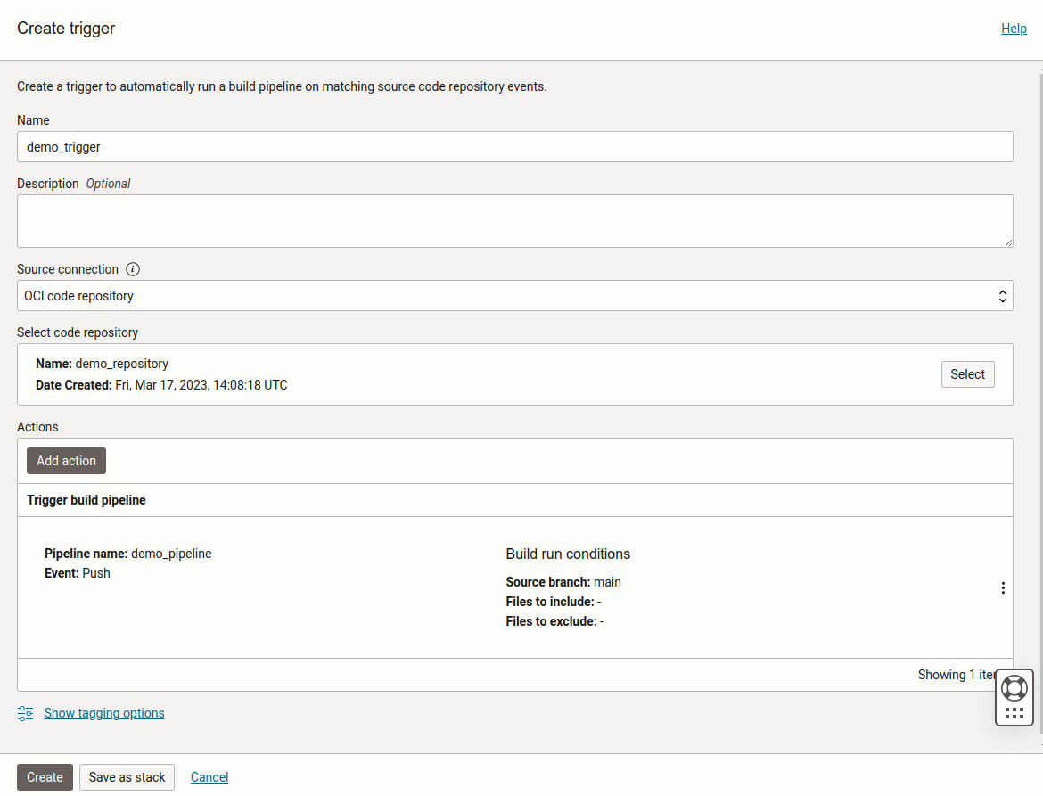 The final trigger configuration