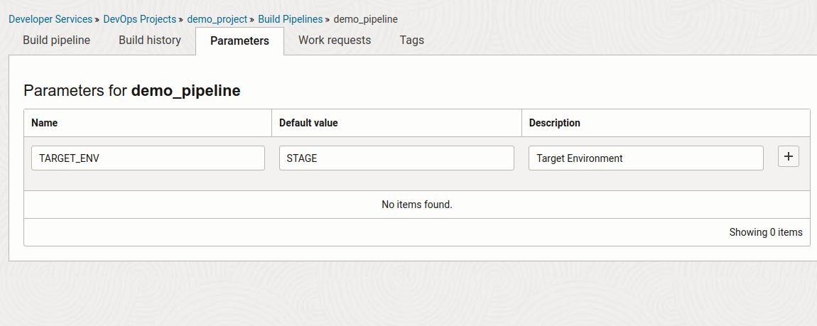 Adding a parameter to the build