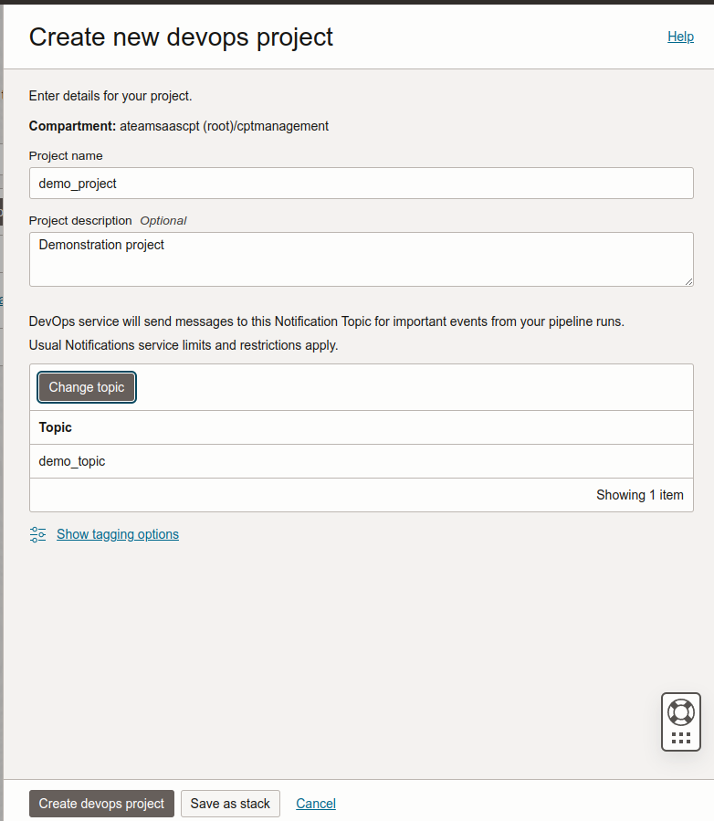 Creating an OCI DevOps project