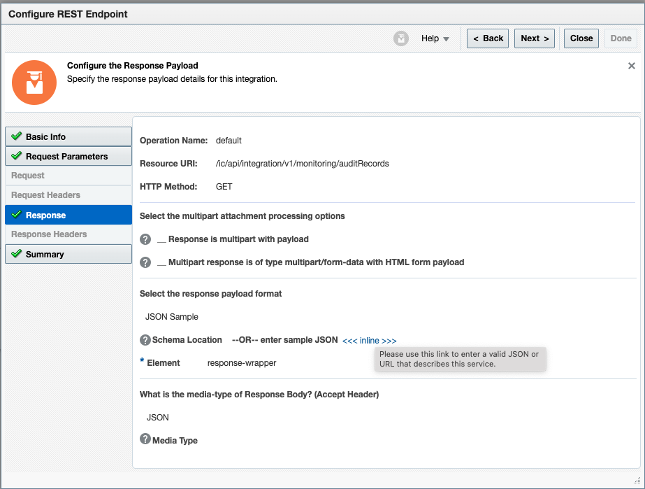 Figure 13. OIC REST Endpoint response