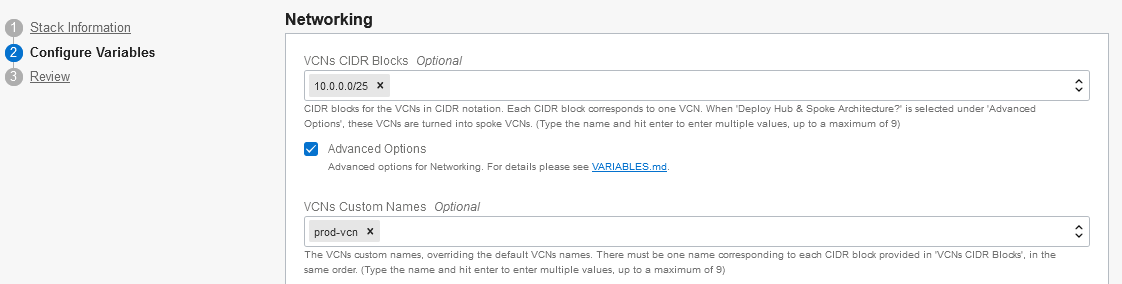 A sample VCN resource in the new region