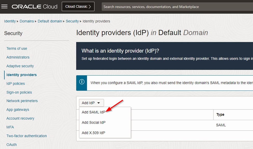 Create Identity Provider
