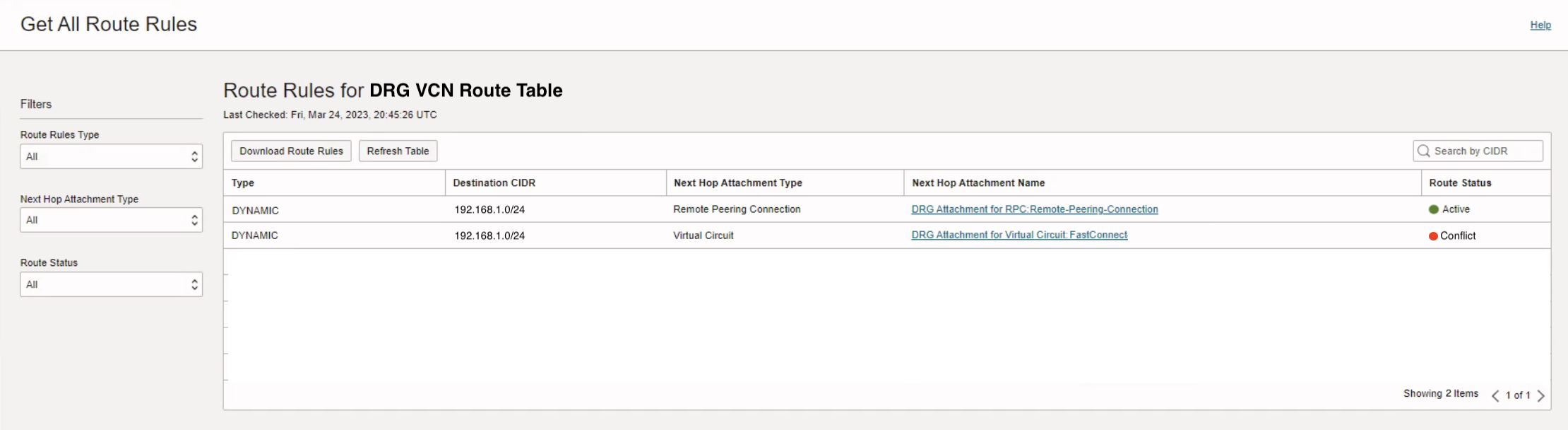 OCI Inter-Region - Dynamic Routing Gateway Route Table