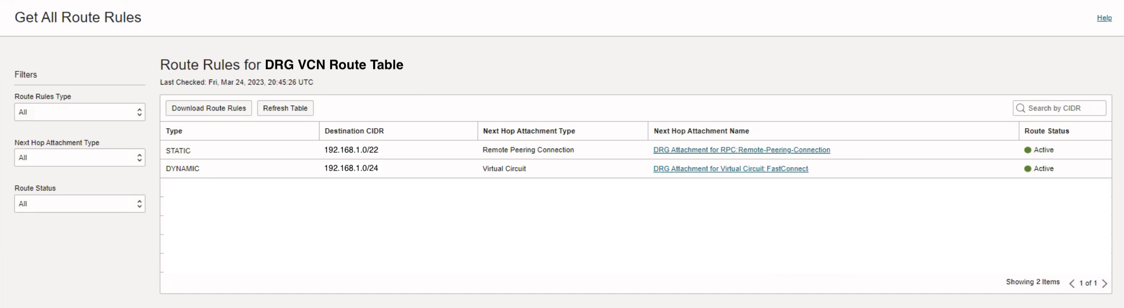 OCI Inter-Region - Dynamic Routing Gateway Route Table
