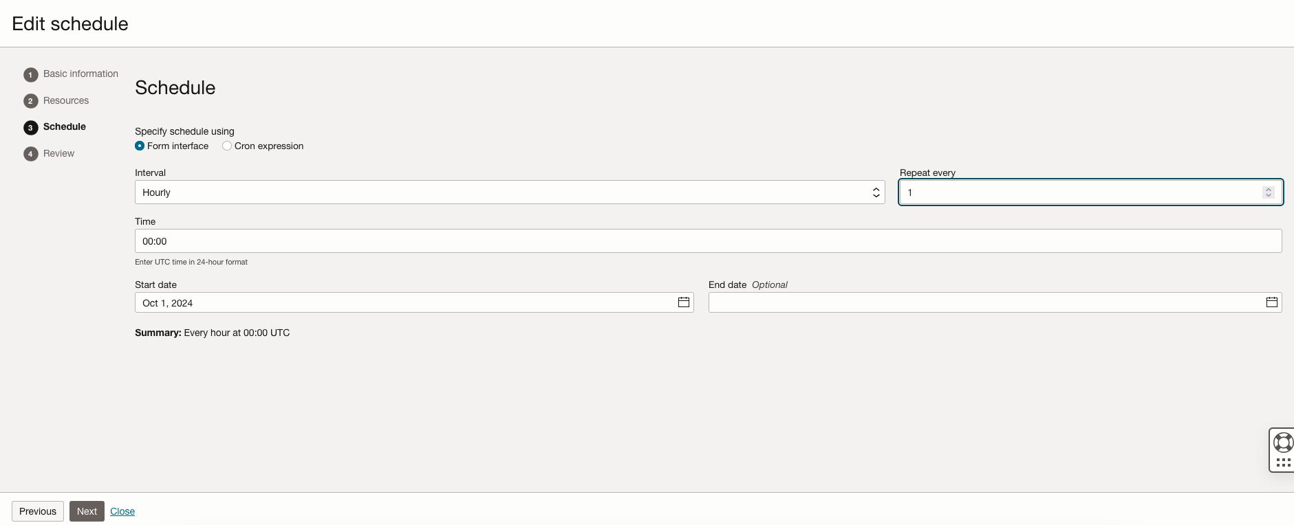 Resource scheduler schedule page